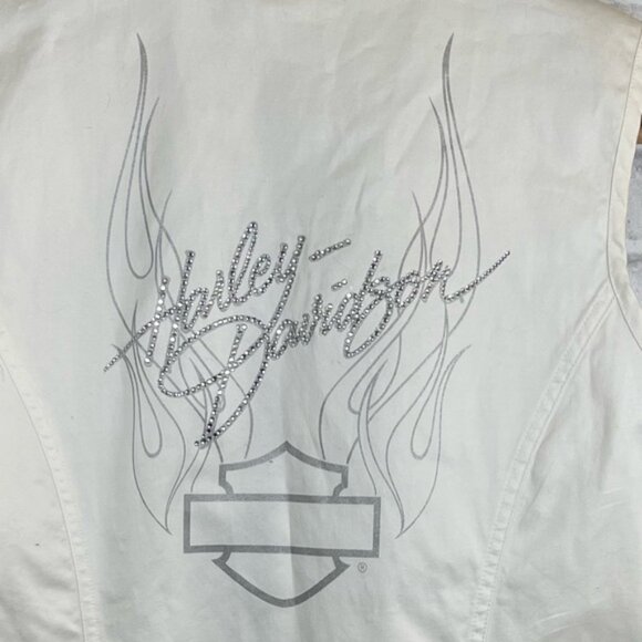 Women’s Harley-Davidson white dazzled sleeveless gilet vest jacket size XL - Picture 3 of 6